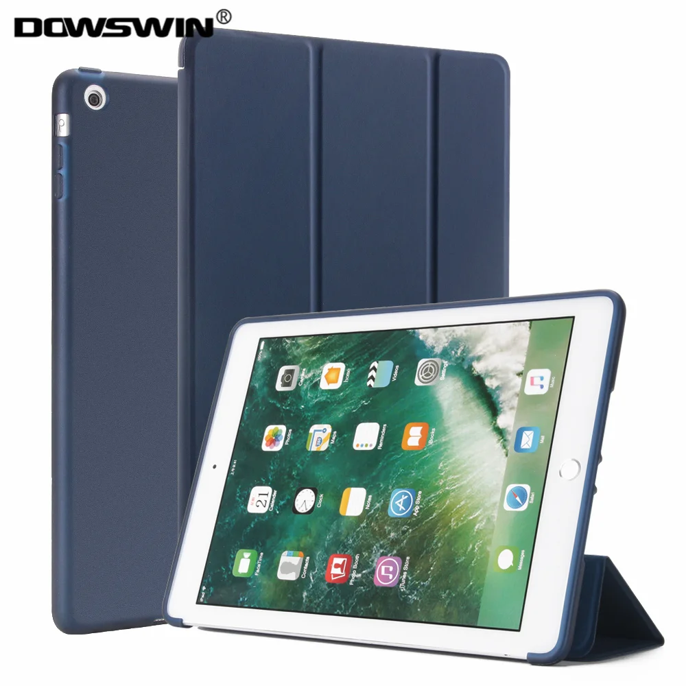 DOWSWIN for ipad 5 case,Tri fold PU leather smart front cover TPU soft