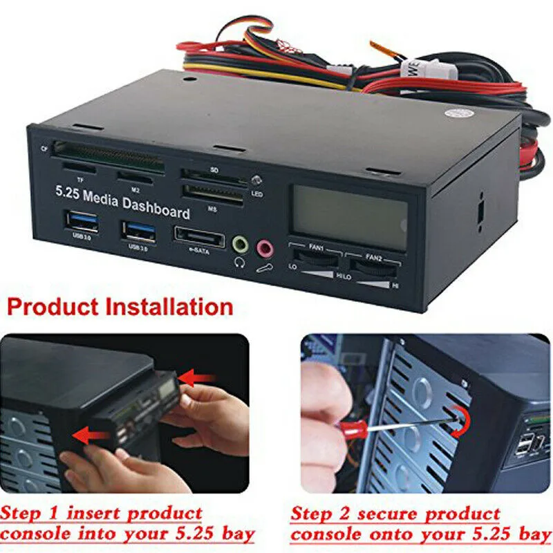 

PYMH 5.25 Inch USB 3.0 PC Front Panel Media Dashboard Card Reader HUB SATA PCIE PCE-E