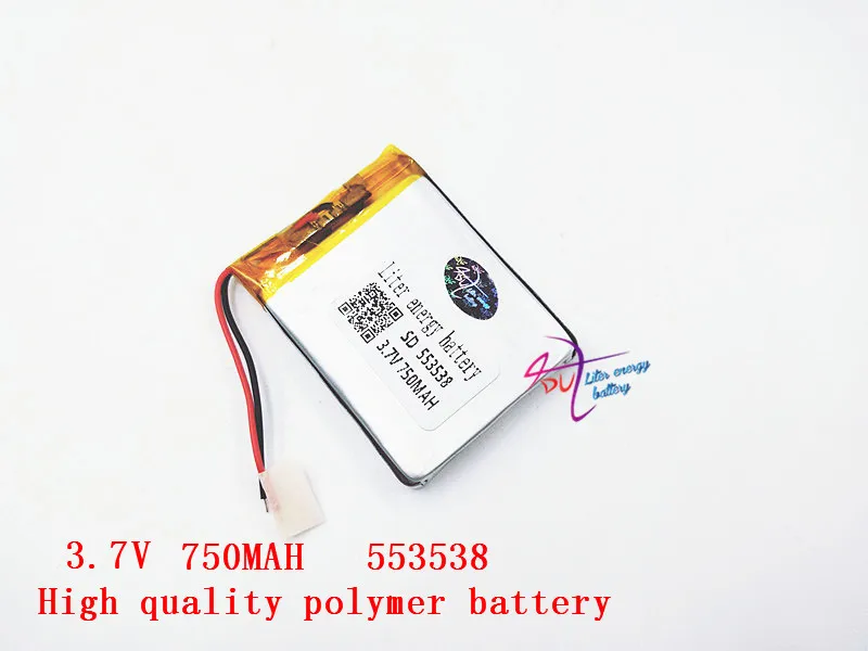 

Polymer battery 750 mah 3.7 V 553538 smart home MP3 speakers Li-ion battery for dvr,GPS,mp3,mp4,cell phone,speaker