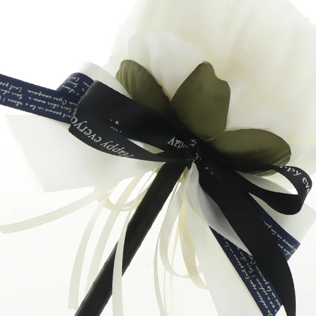 Wedding Guest Book Signing Pen Banquet Party Prom Crystal Ribbon Peony Flower Ball Pen With Ribbon And Flower Ball Decor