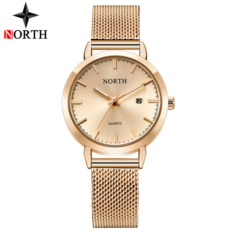 Reloj Mujer NORTH женские часы люксовый бренд золотые кварцевые женские часы Женская мода платье браслет водонепроницаемые часы для жены