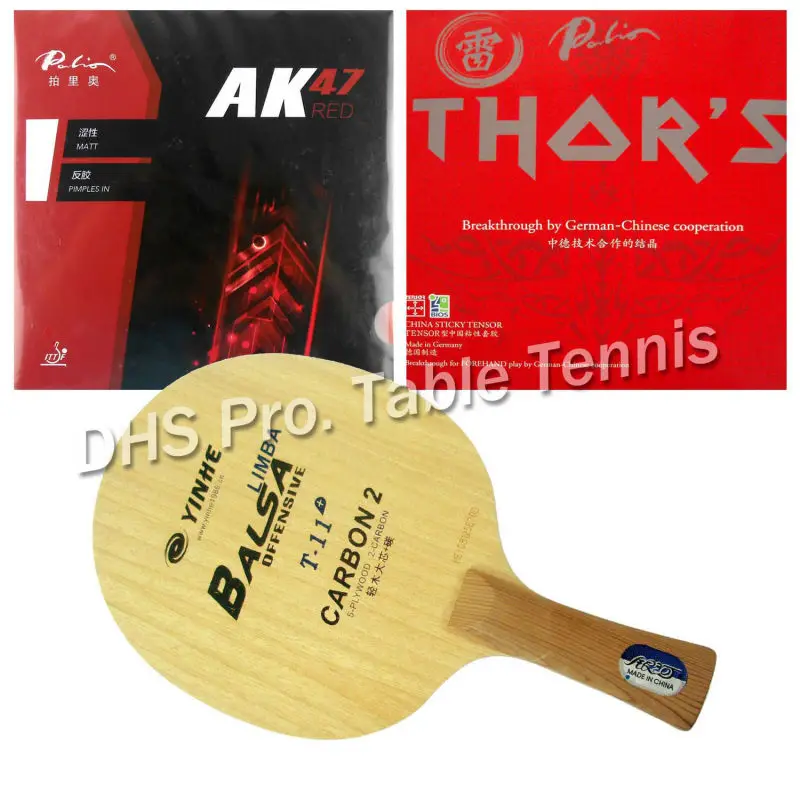

YINHE Galaxy T-11+ Blade with Palio AK47 RED and THOR'S Rubbers shakehandlong handle FL