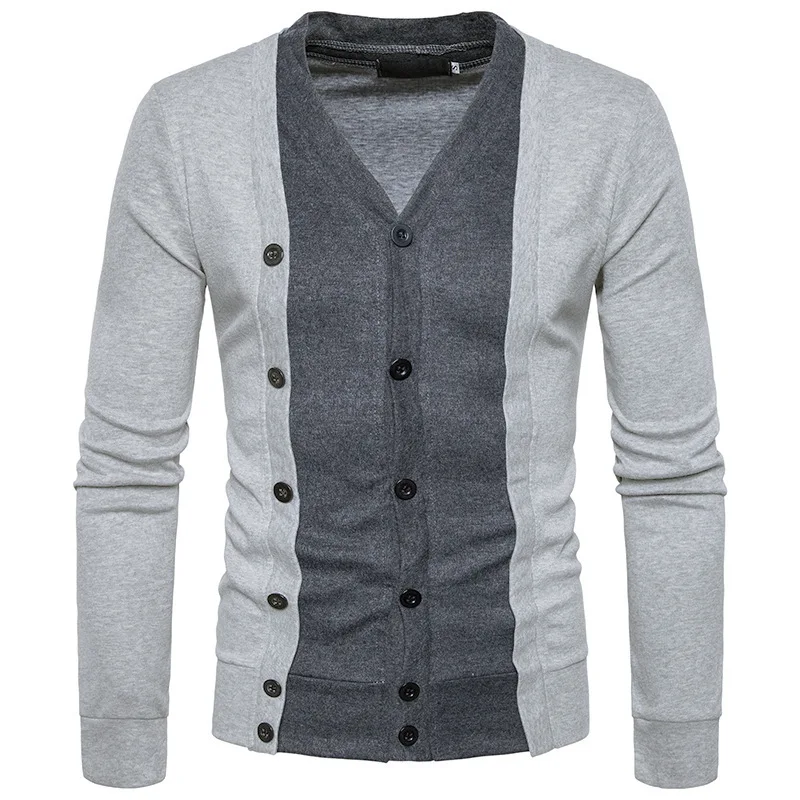 Men's Casual Knitted Long Sleeve Jacket Autumn Male Cotton Knitted V ...