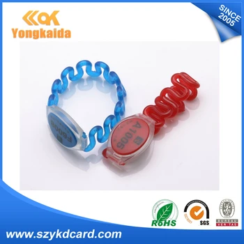 

YongKaiDa100pcs Custom LoGo rfid 13.56mhz rfid bracelet Fudan 1k s50 waterproof for swimming pool wristbands with serial number