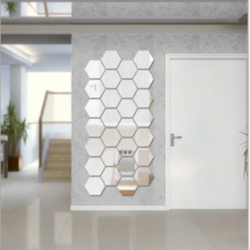 Новое поступление 12 шт. акриловые серебряные 3D восьмиугольное зеркало наклейки на стену домашний Декор Съемный