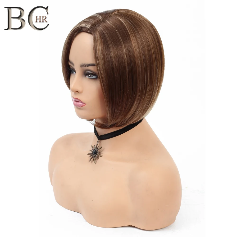 BCHR 8 Inch Short Synthetic Wig for Black Women Brown Daily Natural Straight Heat Resistant Fiber | Шиньоны и парики