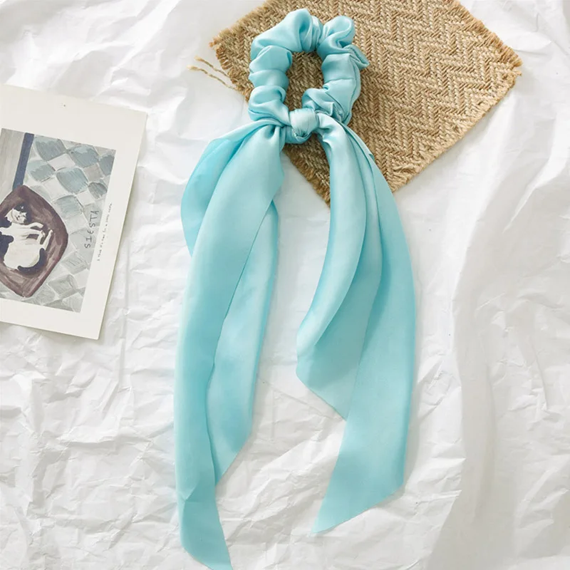 Новая популярная лента эластичная веревка однотонная атласная резинка для волос повязка на голову шарф галстук лента для волос, бабочка