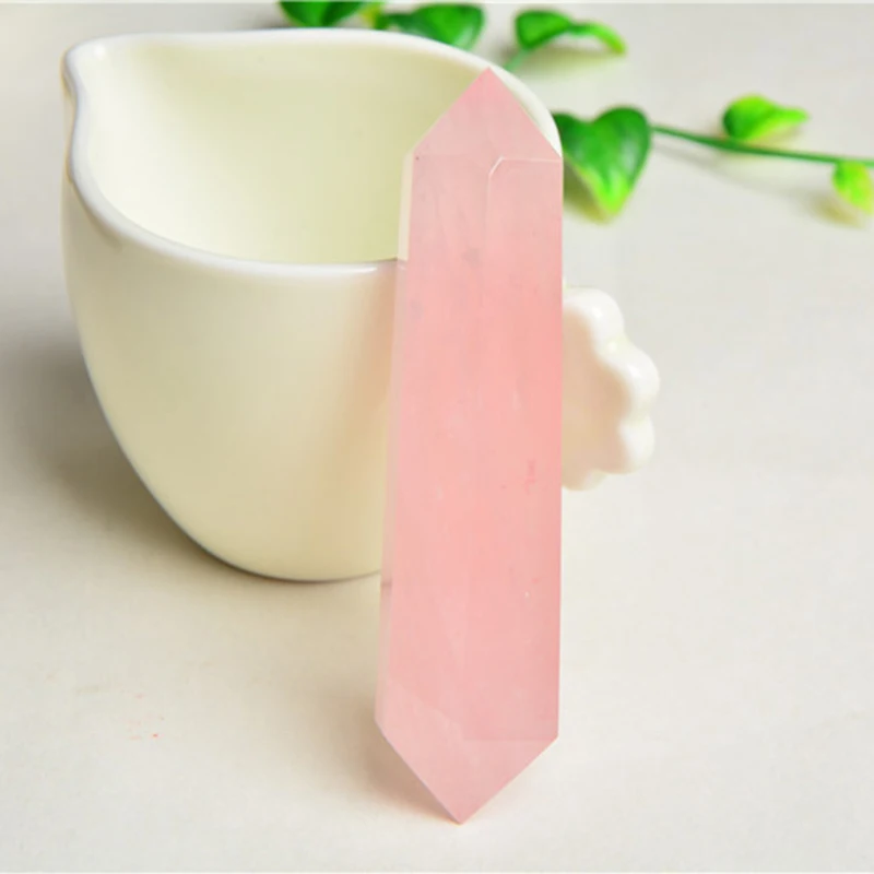 NHBR-натуральный Рок розовый стразы из розового кварца исцеление палочкой Природный камень