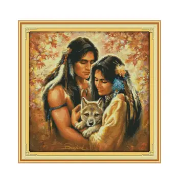 

Chinese embroidery needlework furniture cross stitch couple tenderness like DMC embroidery thread decorative painting