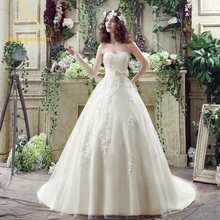 Bealegantom 2017 New Light Champagne Wedding Dresses With Tulle Appliques Bridal Gowns Robe De Mariage In Stock 2-14 QA827
