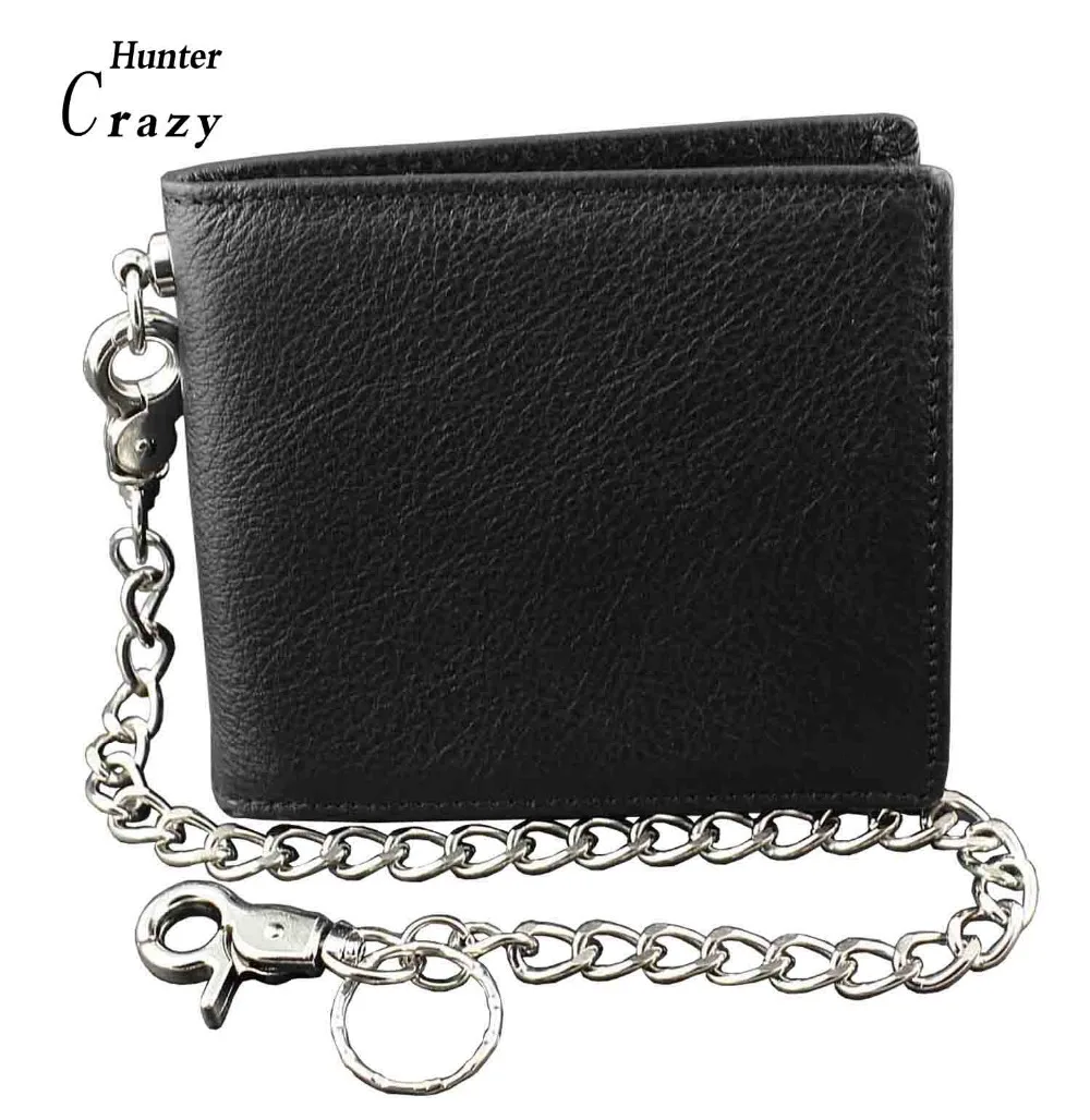 

Punkman2000 Real Leather Wallet with Chain for Mens -Expandable