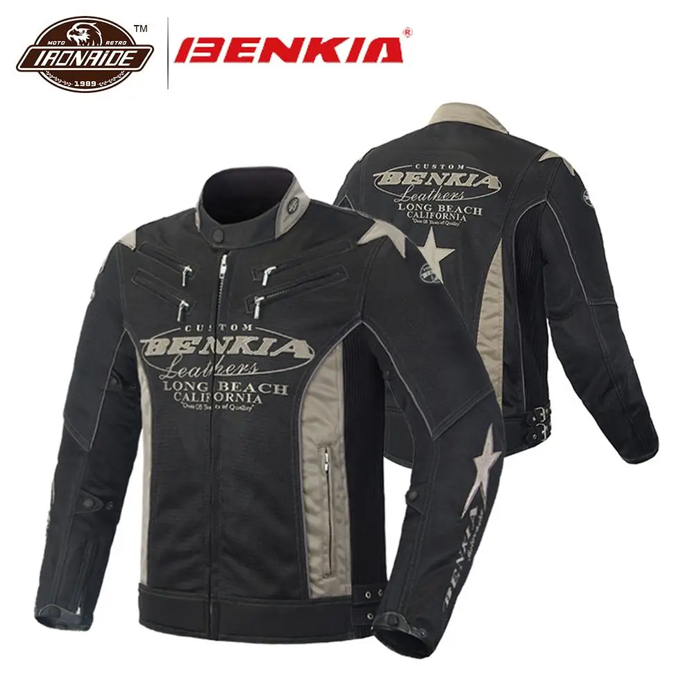 

BENKIA Motorcycle Jacket Mesh Motorbike Jacket Protective Gear Breathable Moto Jacket Motorcycle Clothing Spring Summer Autumn