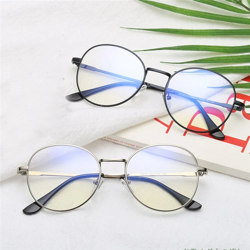 

Metal Unisex Computer Round Circle Frame Glasses Women Rays Radiation Eyewear Frame Anti Blue Light Reading Glasses
