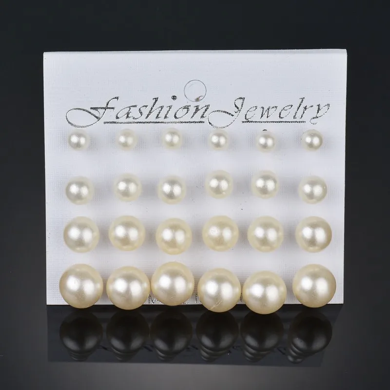 Быстро продать 12 пар/упак. простые имитация Серьги с жемчугом для Для женщин ювелирные изделия Bijoux Pendientes Mujer модные серьги-гвоздики