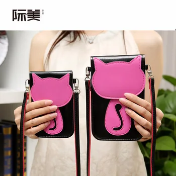 

New women's bag fashion cartoon touch screen mobile phone mini square pocket money women's shoulder bag