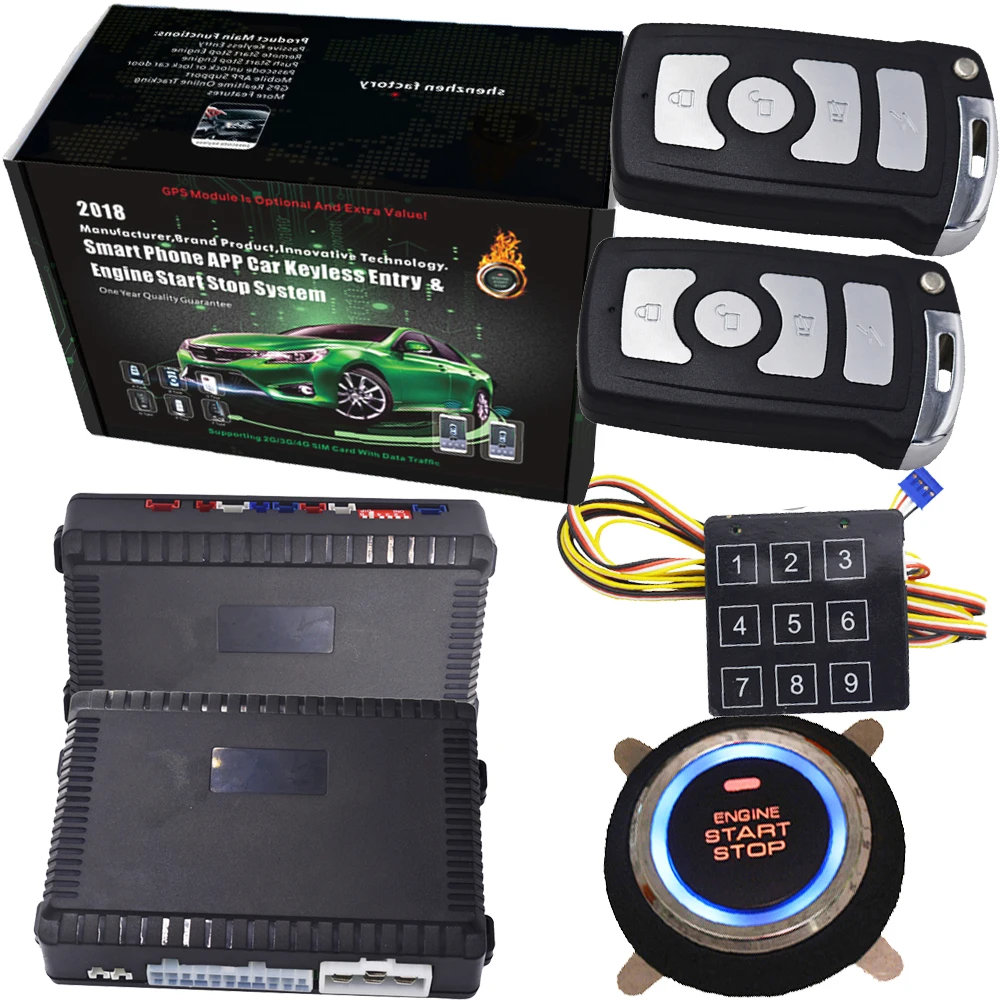 

Russian version portuguese version remote engine start one way auto car alarm system with smart key chain 2pcs