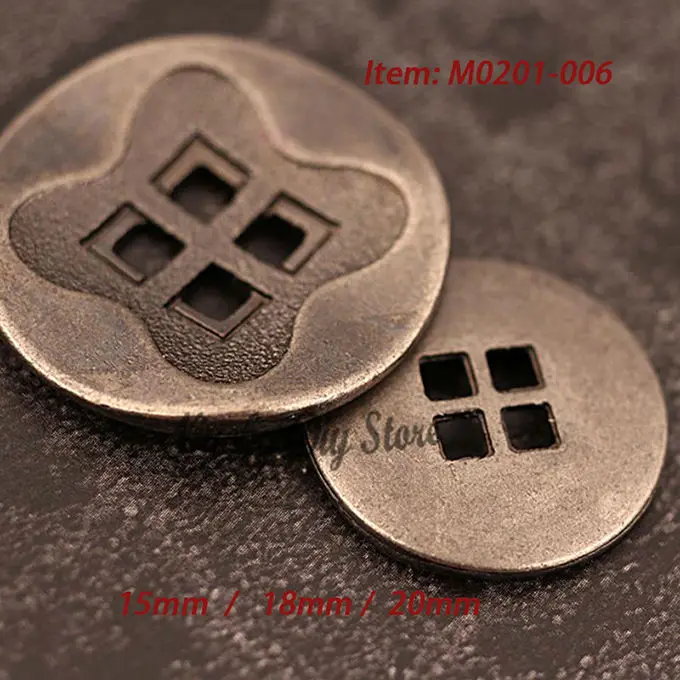 60pcs metal coat button 21mm antique silver metal sewing buttons 4 hole don't fade for clothing