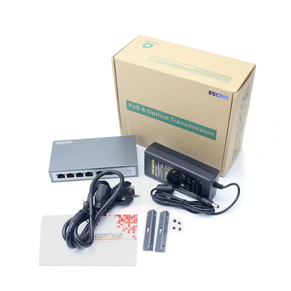 ESCAM 8CH POE коммутатор 10/100 м 150 м расстояние 120 Вт DC и 2Lan Порты и разъёмы IP Камера CCTV Системы NVR POE Питание адаптер