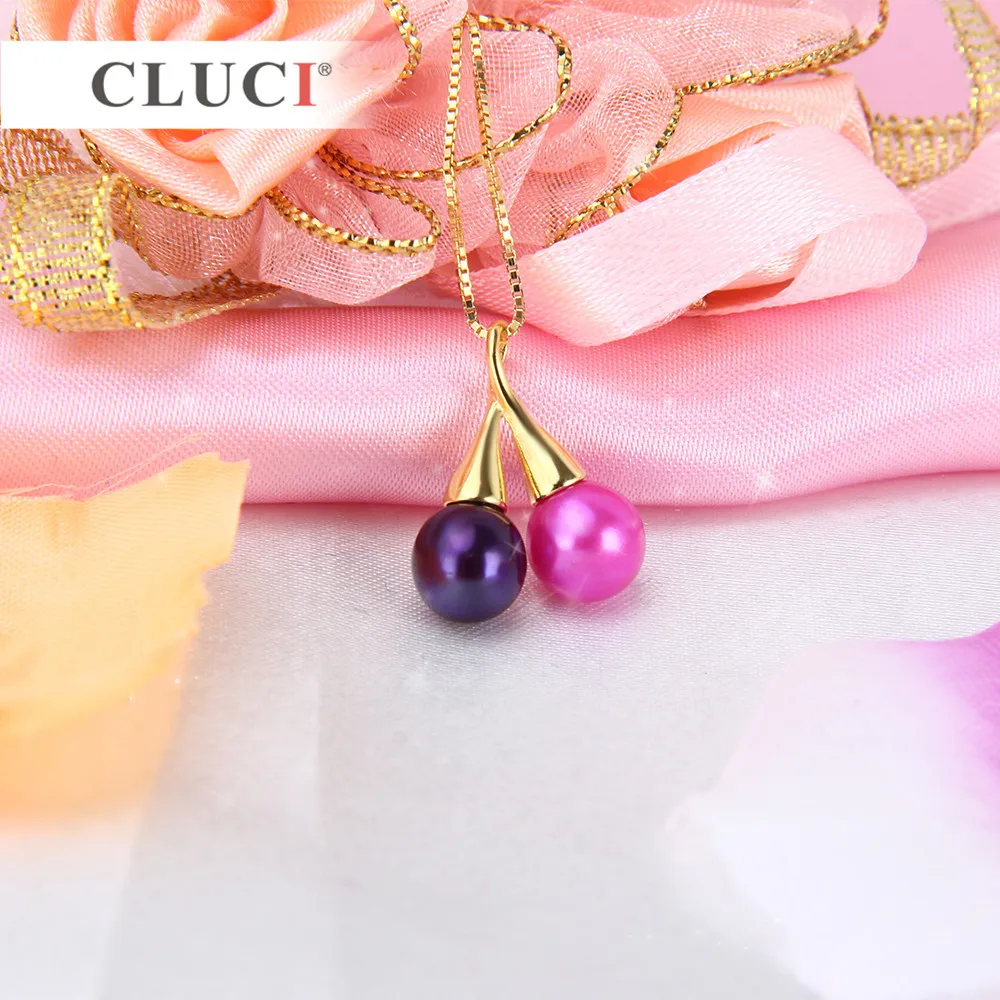 CLUCI 925 Sterling Silver Pendant Accessories With Twins Pearls Mounting Jewelry for Women SP136SB