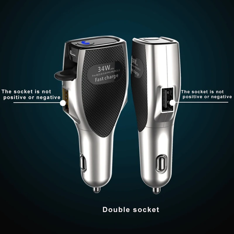 

2 in 1 Car Charger Quick Charge 3.0 Dual USB with Bluetooth 4.0 Wireless Earphone WIF66