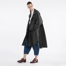 Дизайн, осень, Новое поступление, свободная верхняя одежда с капюшоном, Женский Повседневный Длинный плащ большого размера