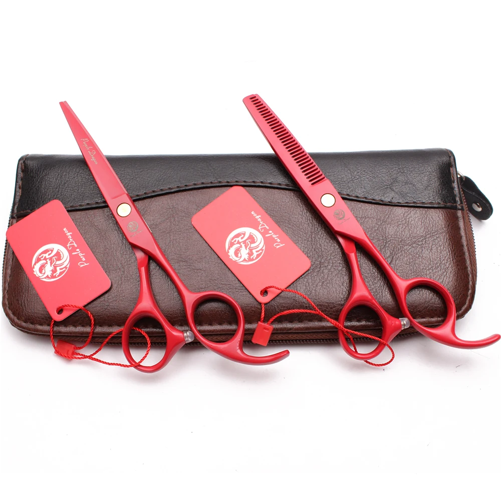 5,5 "JP профессиональные ножницы для волос из нержавеющей стали красные филировочные ножницы для салона Парикмахерские Ножницы