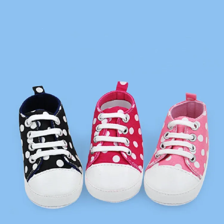 

11cm 12cm 13cm 14cm Baby Shoes fashion Polka Dots canvas shoes spring baby casual shoes for boys girls sport shoes sneakers