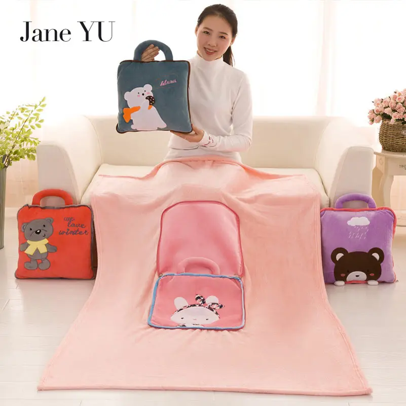 

Janeyu New Flannel Cartoon Air Conditioner, Multi-function Pillow Quilt Dual-use Cushion Blanket