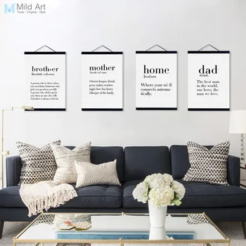 

Black White Minimalist Happy Home Friend Mother Dad Quotes Framed Canvas Paintin Nordic Home Decor Wall Art Print Picture Poster