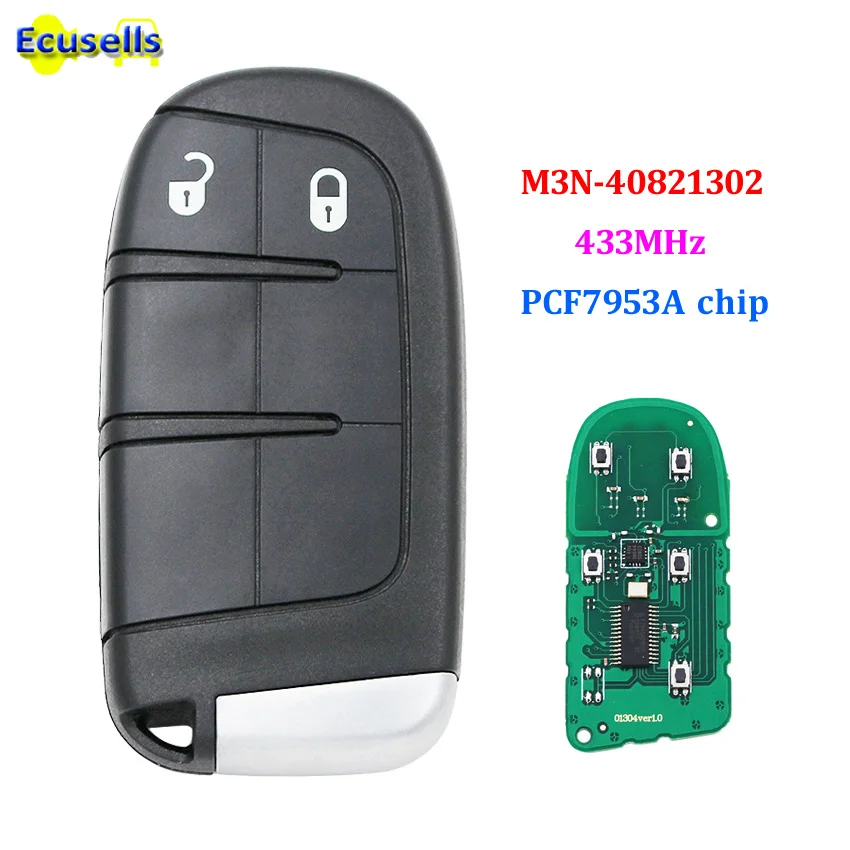 

2 Buttons Smart Remote Key 433mhz for Dodge for Jeep with 7953A / 46 CHIP GEN4 TOMBSTONE PROXIMITY REMOTE M3N40821302