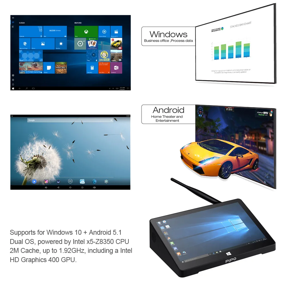 PiPO X8PRO Mini PC Dual OS Smart TV Box 64 Bits 2GB/32GB Bluetooth 4.0 WiFi 100M LAN 1080P HD Media Player IPS Touch Screen PC PiPO X8PRO Mini PC Dual OS Smart TV Box 64 Bits 2GB/32GB Bluetooth 4.0 WiFi 100M LAN 1080P HD Media Player IPS Touch Screen PC