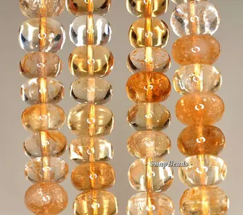 

11x7-10x5mm Citrine Quartz Gemstone Rondelle Loose Beads 7.5 inch Half Strand (90191249-B22-540)