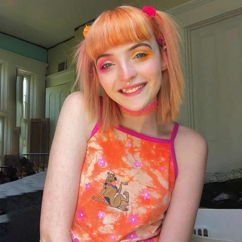 

2019 Cute Dog Floral Print Backless Camisole Patchwork Tie Dye Cropped Tube Tanks Vest Women Summer Harajuku Active Short Camis