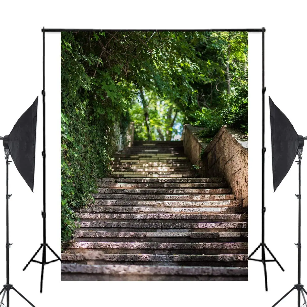 5x7ft каменная лестница фон для фотосъемки зеленое дерево пейзаж фотостудия