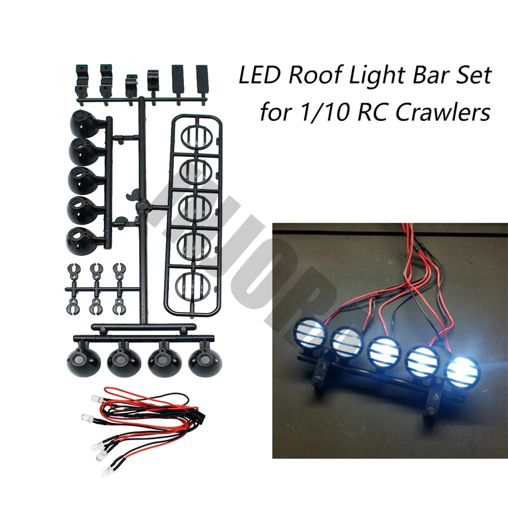 Светодиодный светильник на крышу автомобиля с дистанционным управлением, 5 Точечный светильник для 1/10 RC Гусеничный TAMIYA CC01 осевой SCX10 90046 D90 HSP Traxxas Monster Truck