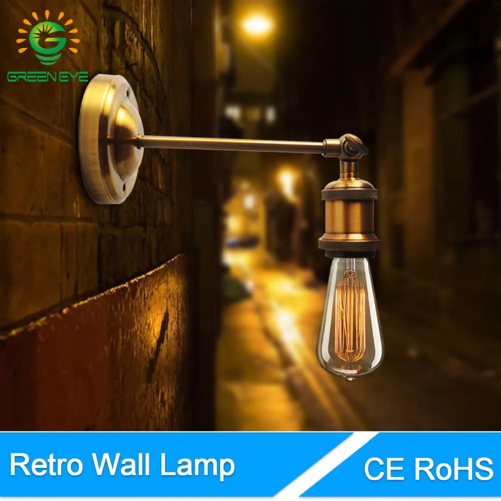

GreenEye Vintage Wall Lamp Loft Wall Light E27 LED Edison Bulb Plated Iron Retro Industrial Home Lighting wall lamps for reading