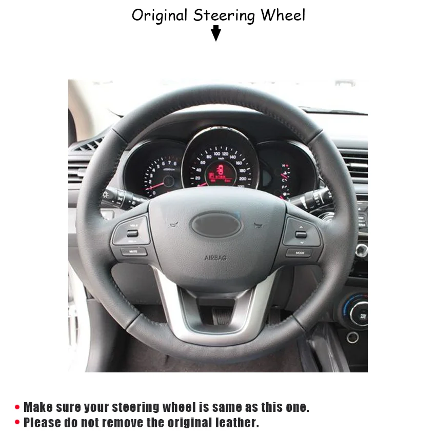 CARDAK Car accessories Artificial Leather Hand-stitched Car Steering Wheel Covers For KIA RIO 2011 2012 2013