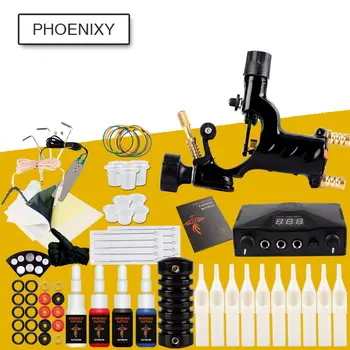 

Complete Tattoo Machine Kit Set 1 Rotary Machine 4 Colors Pigment Sets Power Grips Kits Permanent Makeup Rotary Tattoo Kit
