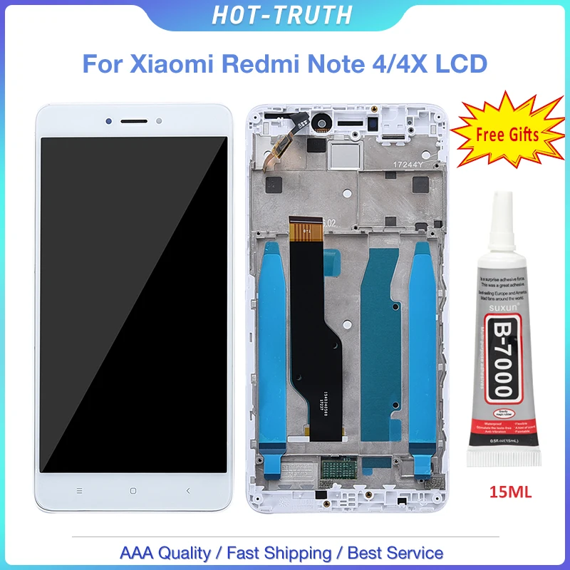 Для Xiaomi Redmi Note 4X/Note 4 Global (CPU: Snapdragon 625) сенсорный ЖК дисплей рамка с B7000 бесплатный