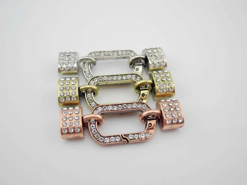 5 Sets 9.7mmx5.8mm Oval Toggle Spring Ring Licorice Clasp with Clear