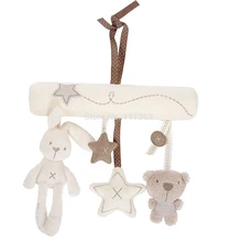 Rabbit baby hanging bed safety seat plush toy Hand Bell Multifunctional Plush Toy Stroller Mobile Gift