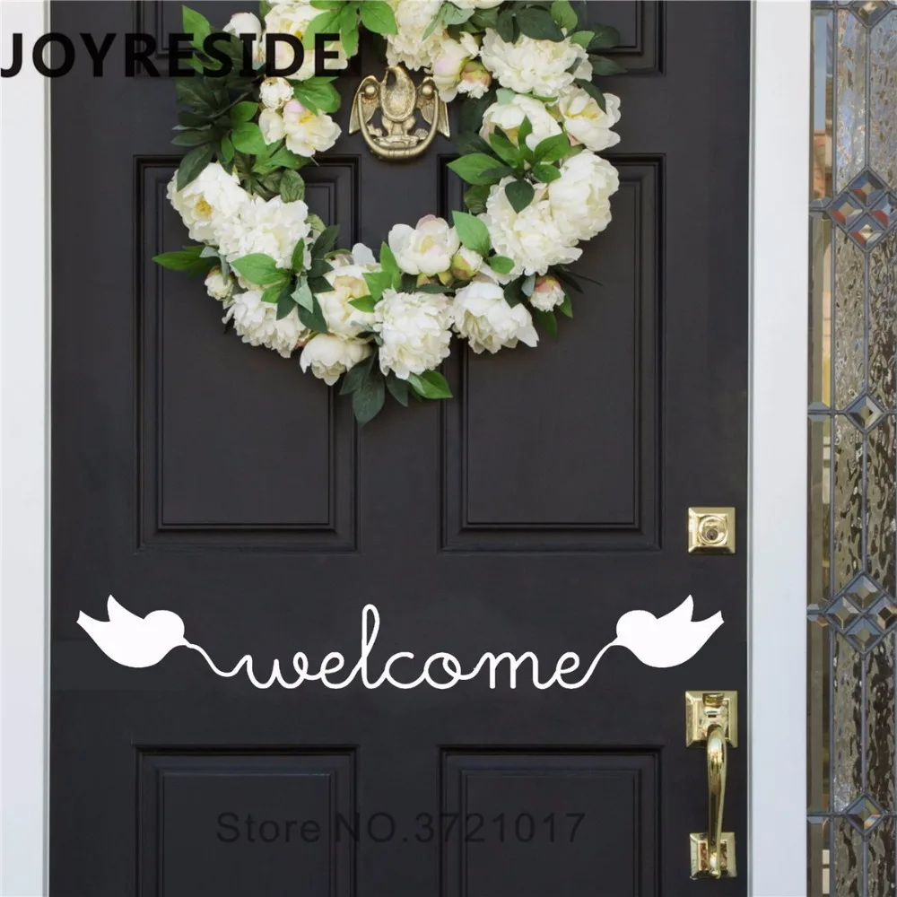 

Welcome Door Decal Birds Cute Warm Wall Sticker Door Decals Home Shop Officce Decor Vinyl Design Art Mural Hello Front Door M004