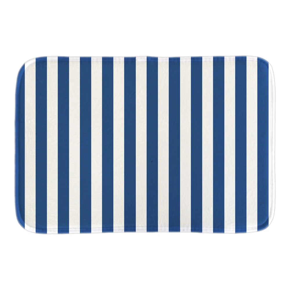 Doormat Designed With Cobalt Blue White Striped Soft Lightness Indoor Outdoor Door Mats