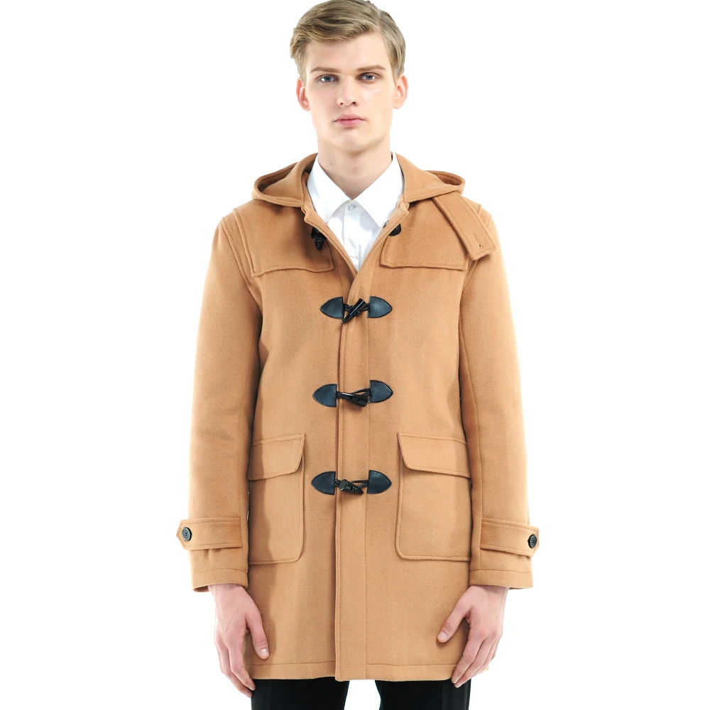 Buy URSMART brand new men horn button wool coat long