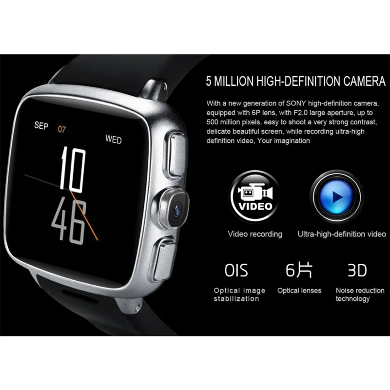  Z01 3G Smart Watch Phone 5.0MP Kamera 320x320 bildschirm Android 5.1 unterstützung SIM Karte GPS WI