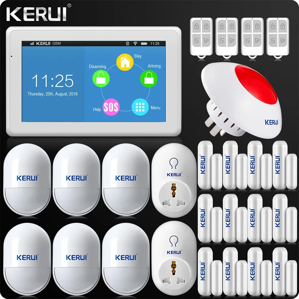

Kerui K7 Newest Arrival WIFI GSM Alarm System 7 Inch TFT Color Display for Home Alarm System Wifi Network Dual Antenna IP Camera