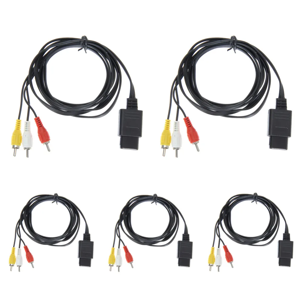 5pcs/lot High Quality 180cm 6FT AV TV RCA Video Cord Cable For Game cube/for SNES GameCube/for Nintendo for N64 64 |