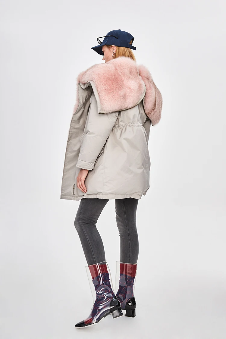 JAZZEVAR Новая зимняя куртка модная уличная женская толстая 90% пуховая роскошная меховая шуба уличная одежда негабаритная z18004
