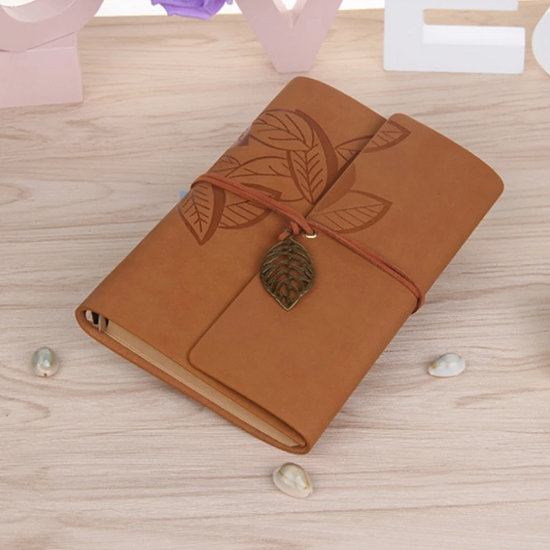 Leather Blank Spiral Notebook Diary Notepad Vintage PU Leather Note Book Creative Leather Cover Ring Binder Kraft Paper Notepad