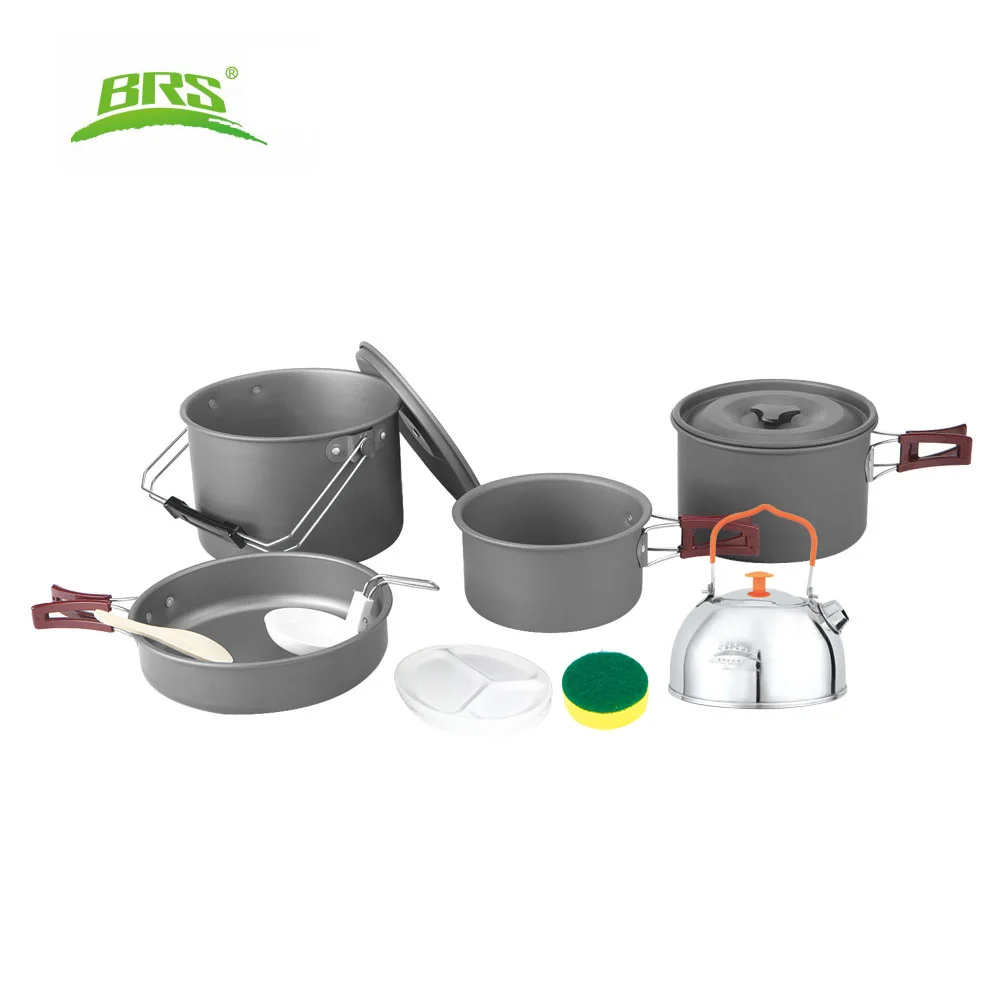 

Brs 4-5 People Dining Portable Camping Picnic Cooker Aluminum Alloy Outdoor Camping Cookware Sets Folding Handle Pot and Pan